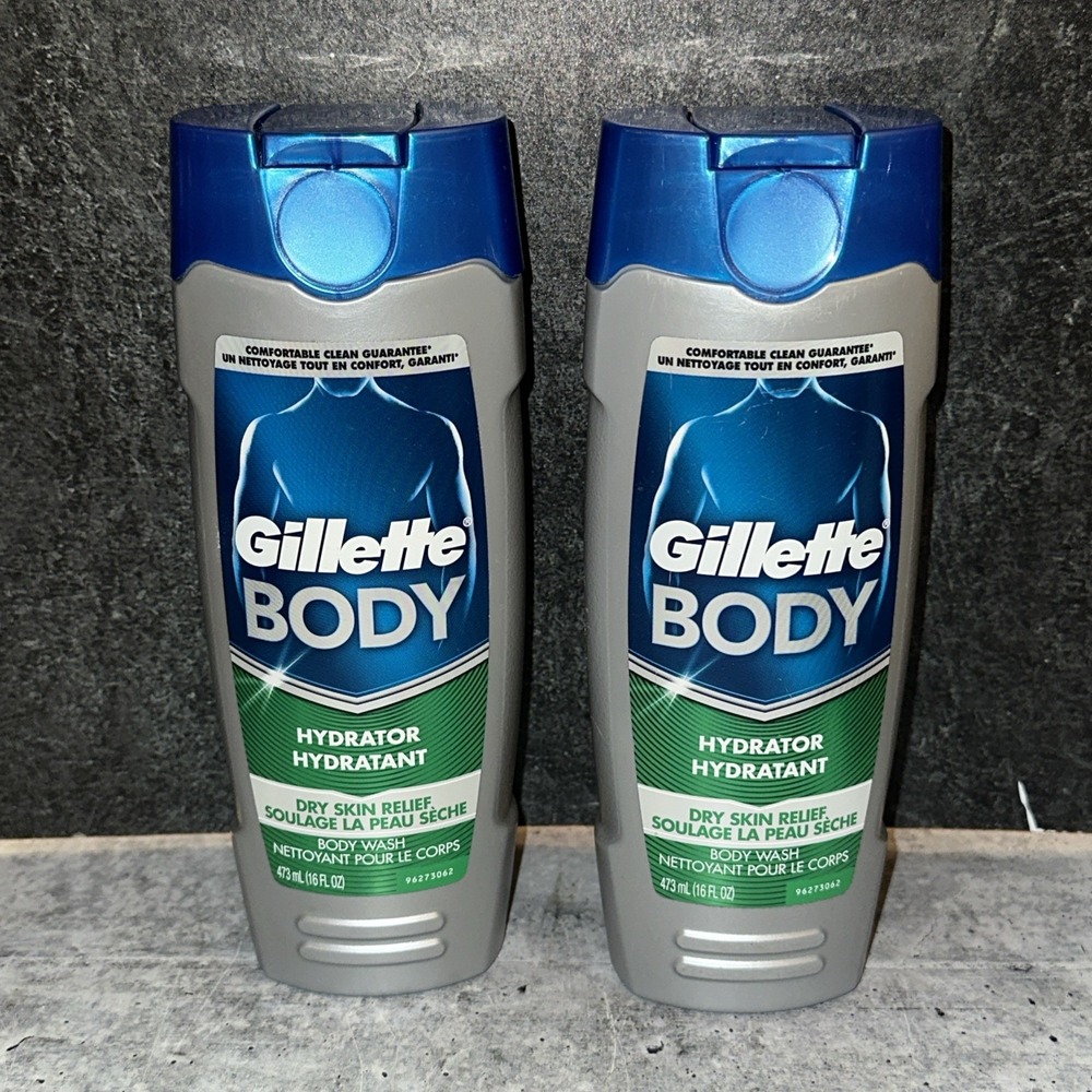 2 Lot Gillette Body Hydrator Wash Men's Dry Skin Relief 16oz